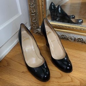 CHRISTIAN LOUBOUTIN Black Patent Leather Wedge